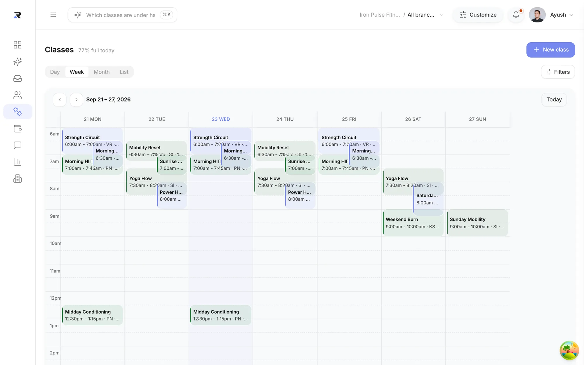 Classes and the timetable in Rysmic
